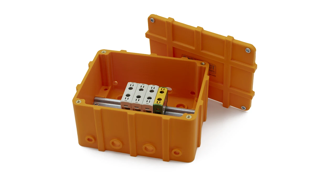ABS-FR0 custom electrical enclosure for DIN rail components