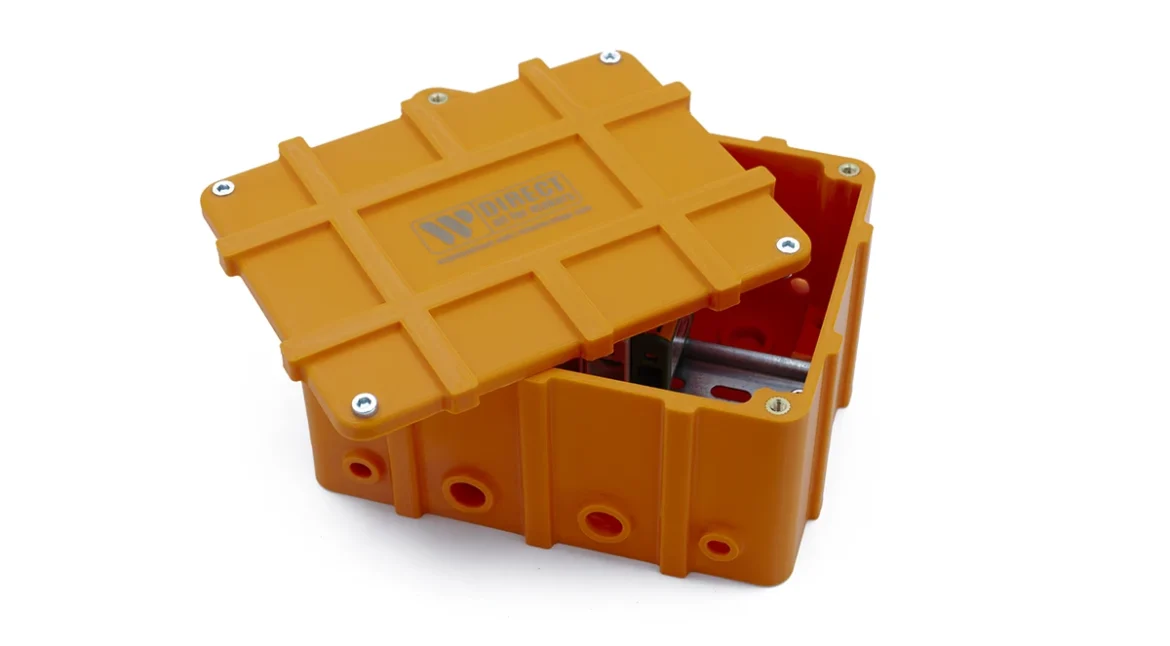 Custom ABS-FR0 flame-retardant electrical enclosure manufactured using FDM 3D printing
