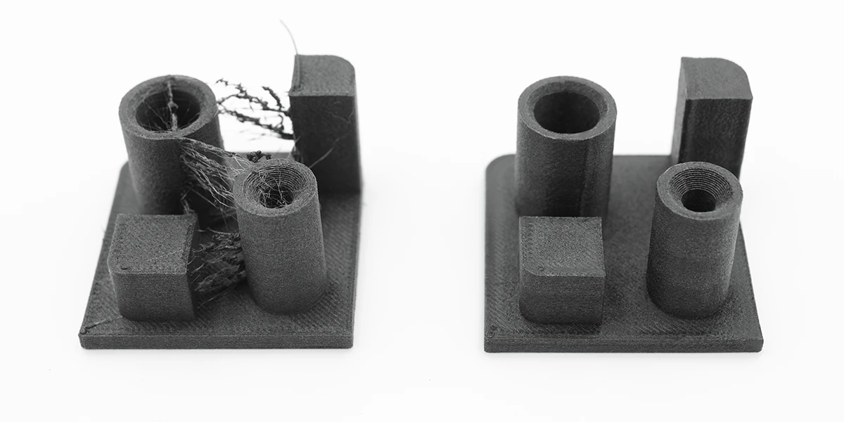 PA6-CF15 drying test: wet vs dry filament comparison